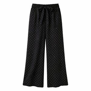 NWT TORRID Black Dot Weave Wide Leg Belted Pants Size 16